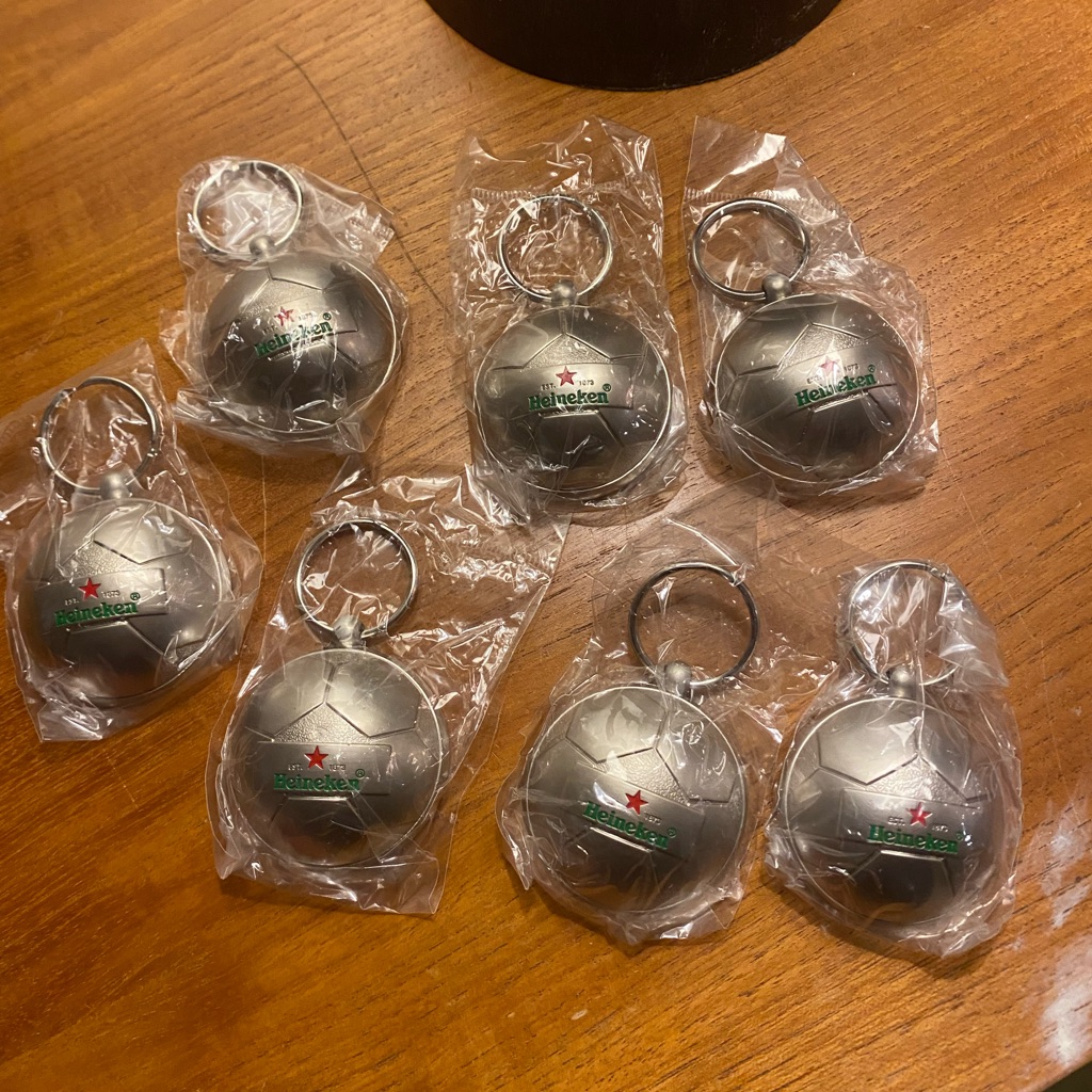 Lot Of 7 Heineken Soccer Ball KeychainsBottle Openers Nwt